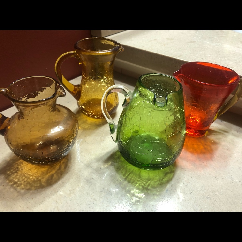 Miniature Crackle Glass Pitchers (set of 4)